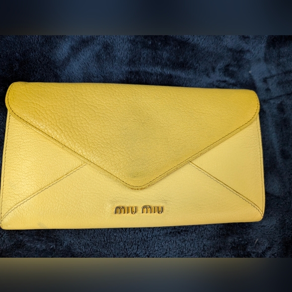 Miu Miu Madres Bicolor long wallet- YELLOW AND Gold, vintage & includes COA - Picture 11 of 14